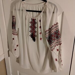 Rare Ukrainian Hand Embroidered White Blouse